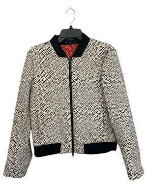 STRENESSE | Classy Cheetah Print Black Ribbed Full Zip Front Blazer Jacket 6